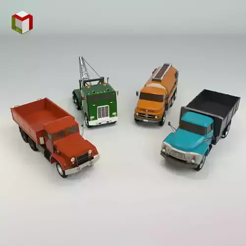 Low Poly Truck Pack 02 3D Model Collection