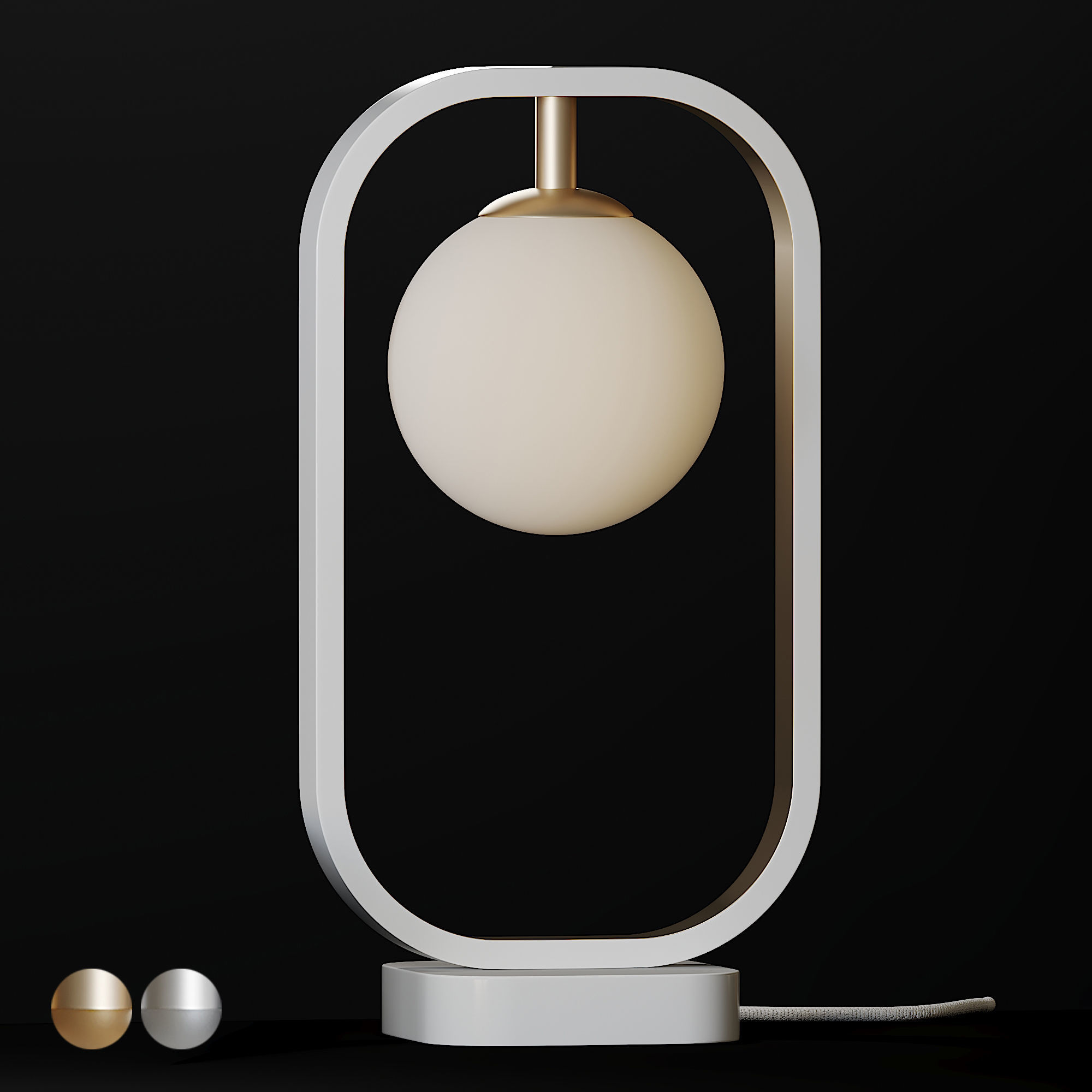 Table Lamp Avola - Silver and Gold 3D model_1