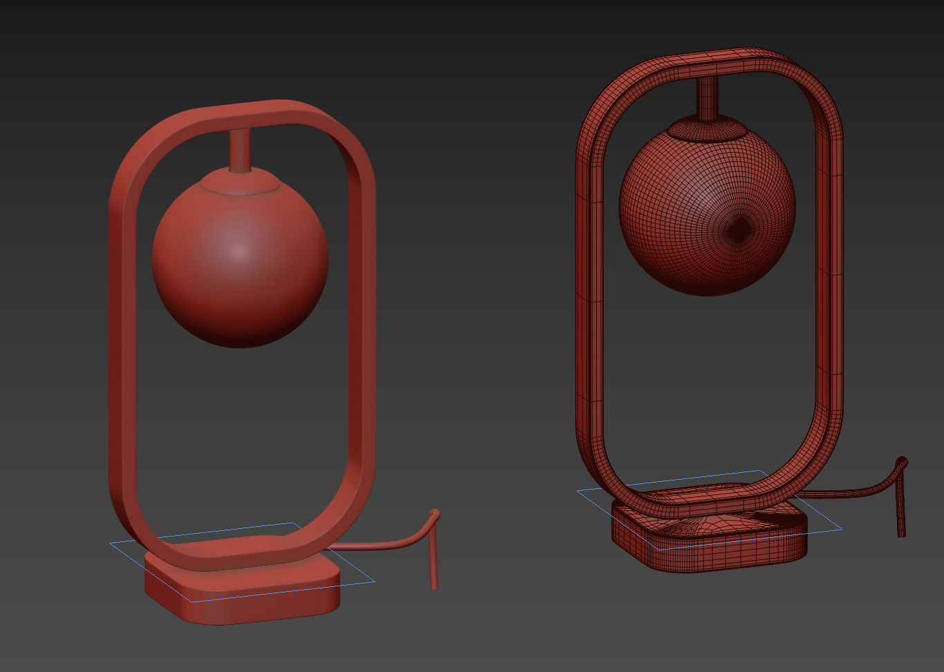 Table Lamp Avola - Silver and Gold 3D model_2