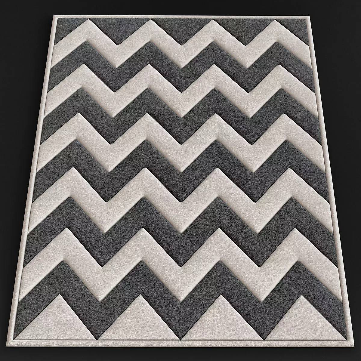 Zig Zag Hand-Tufted Cotton Area Rug 3d model Low-poly 3D model_0