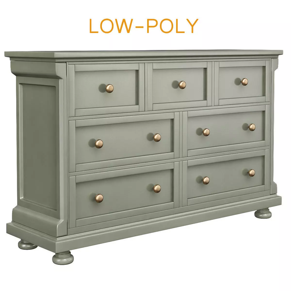 Gracie Oaks Grigg 6 Drawer Combo Dresser 3d model Low-poly 3D model_0