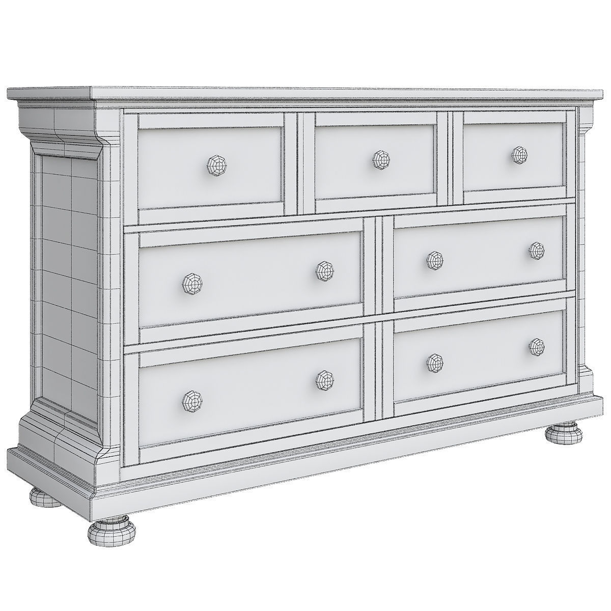 Gracie Oaks Grigg 6 Drawer Combo Dresser 3d model Low-poly 3D model_1