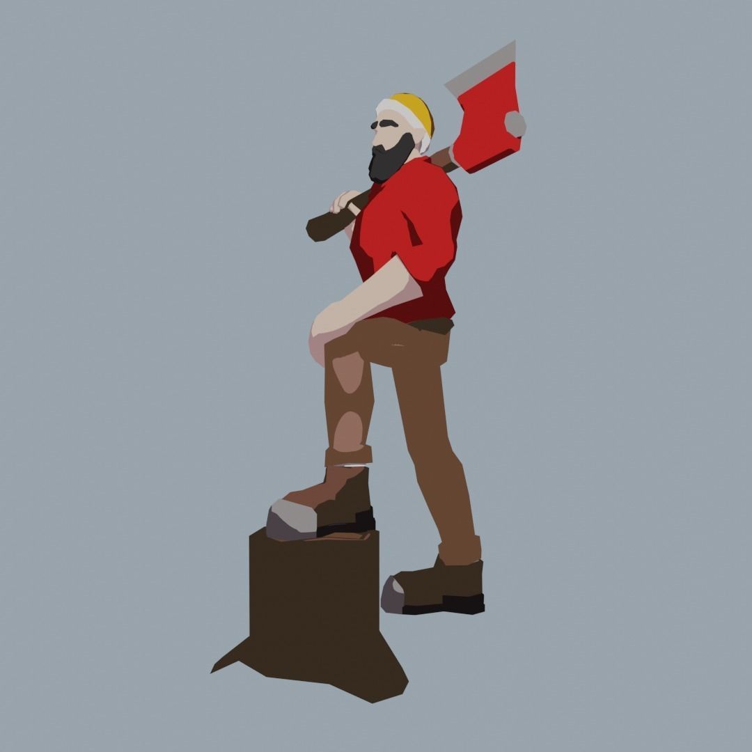 Lumberjack - Lowpoly Rigged Model Low-poly 3D model_3