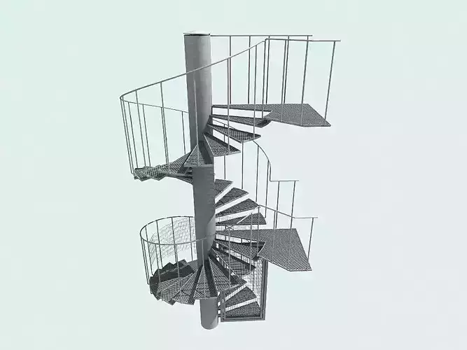 Spiral fire escape staircase 3D model
