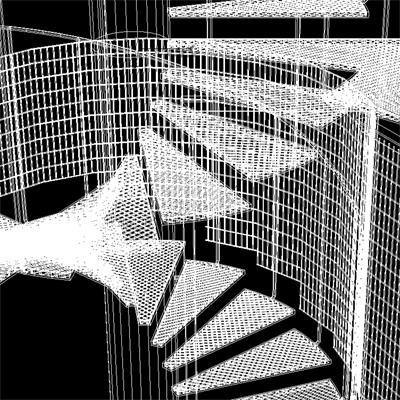 Spiral fire escape staircase 3D model_3