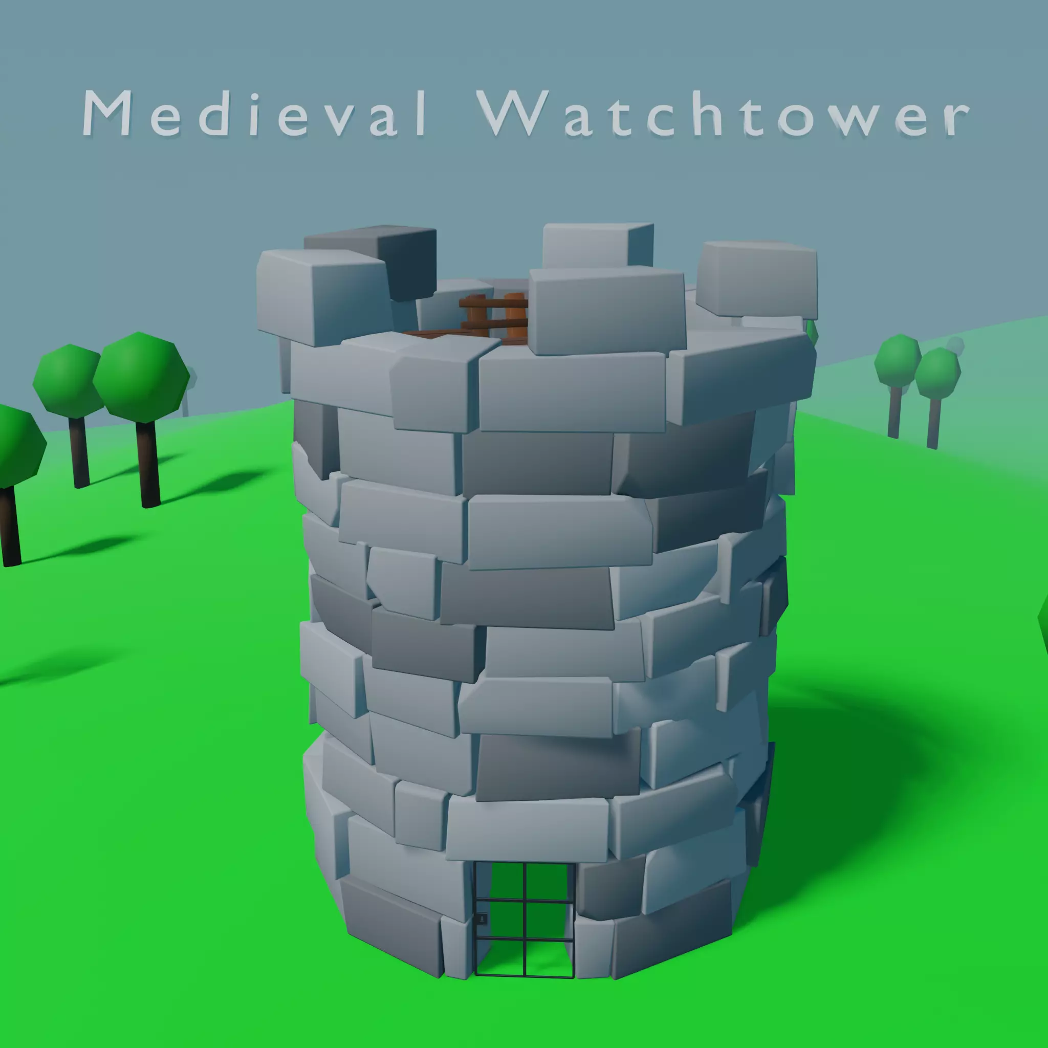 Medieval Watchtower Low-poly 3D model_0