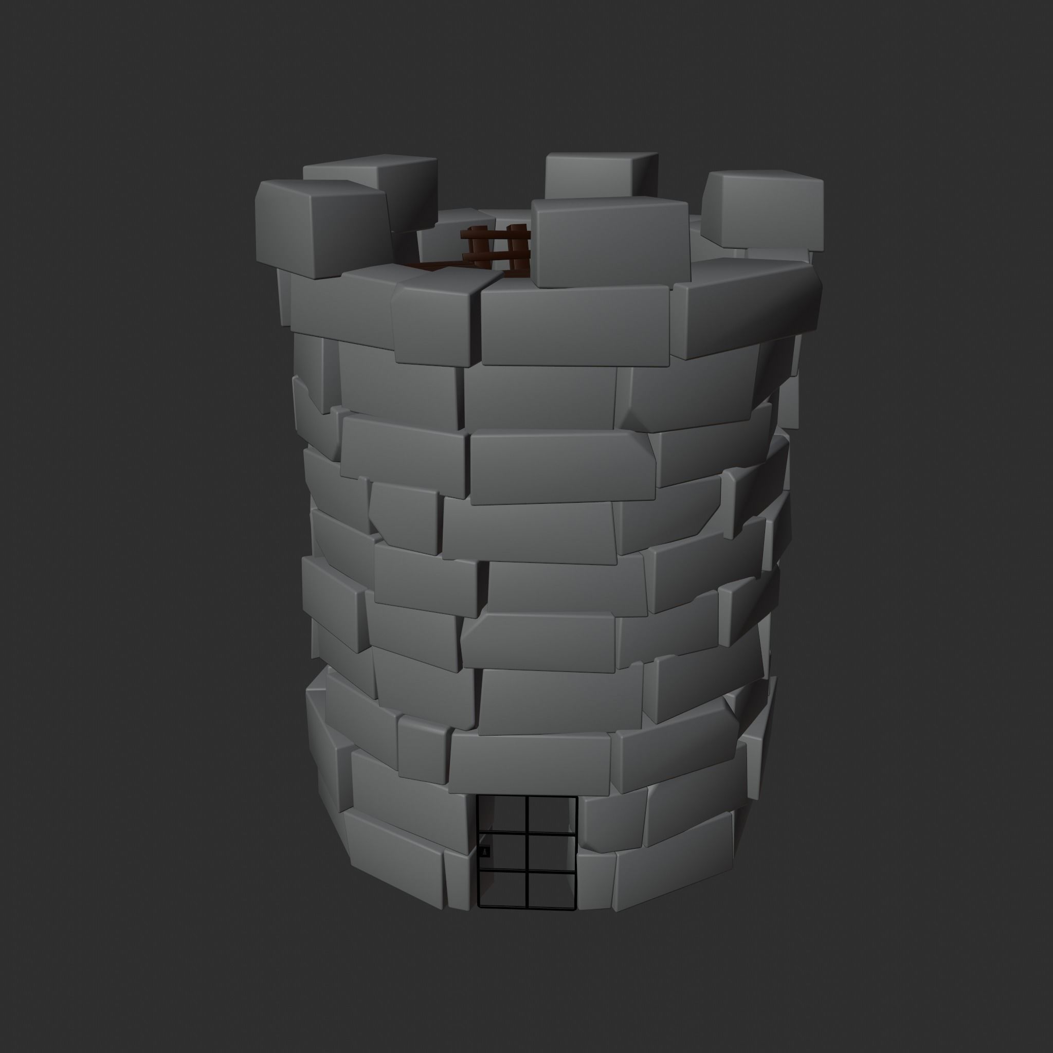 Medieval Watchtower Low-poly 3D model_2