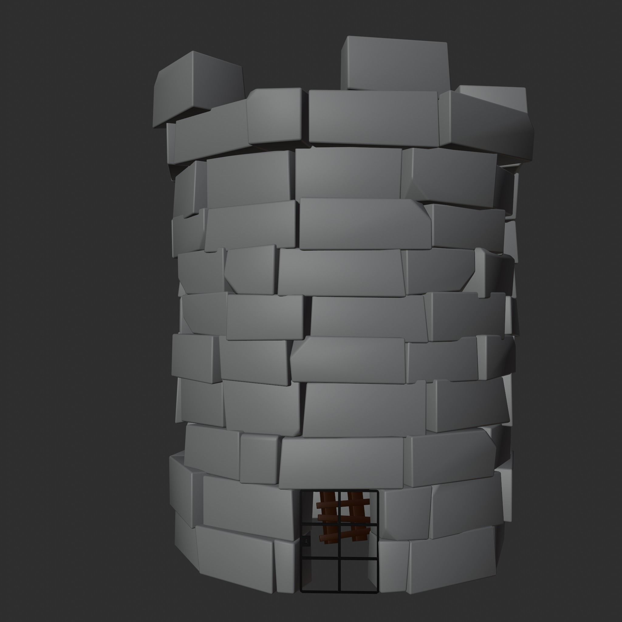 Medieval Watchtower Low-poly 3D model_4