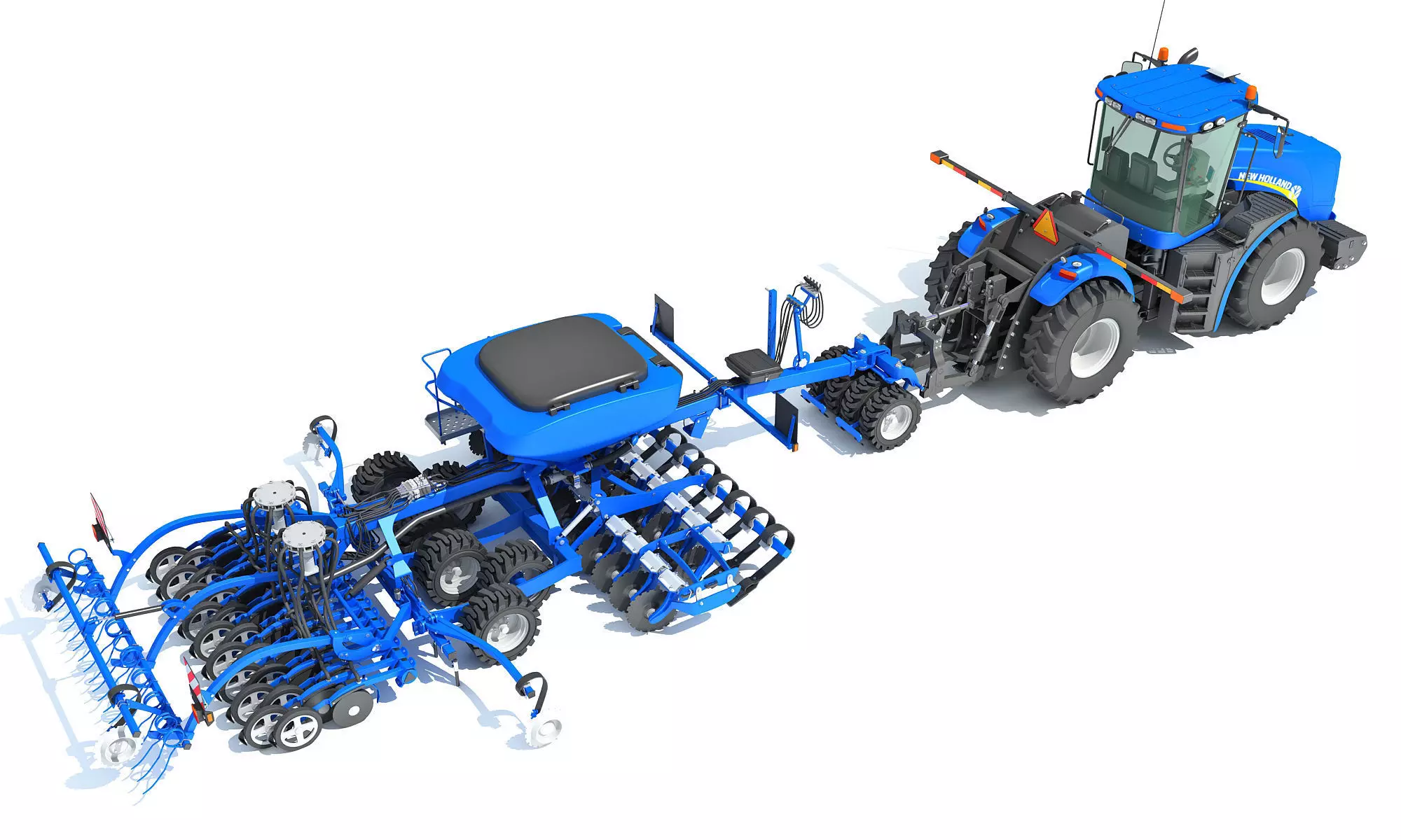 New Holland Tractor with Seed Drill 3D model