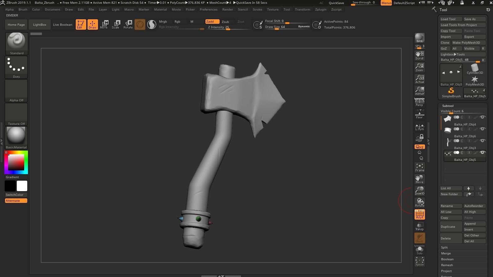 Balta Stylized Axe Low-poly 3D model_9