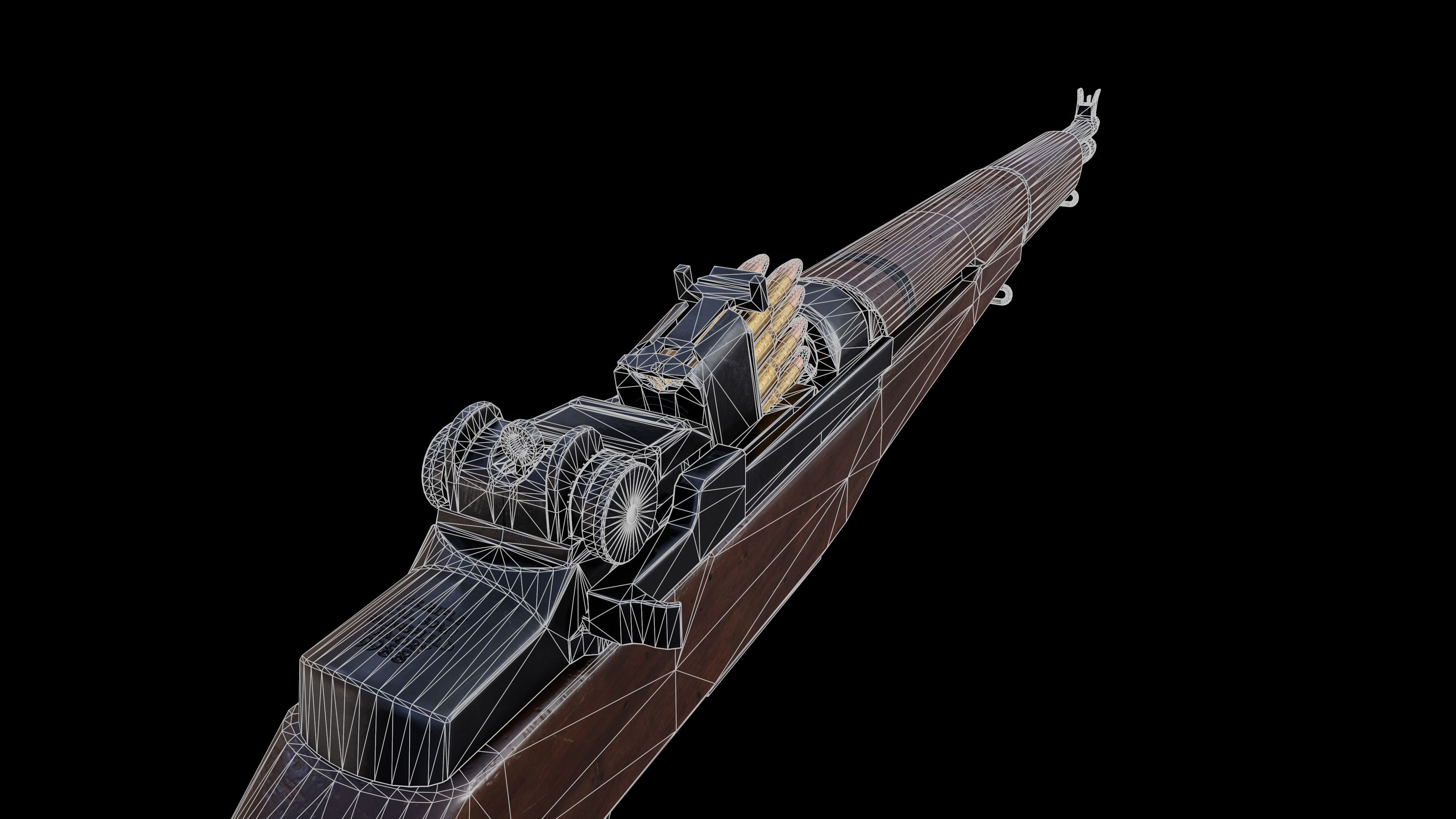 M1 Garand - Game and VR Ready Low-poly 3D model_6