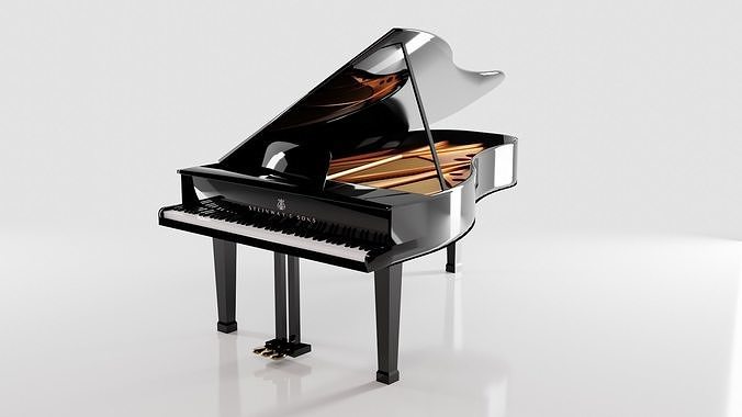 Black Grand Piano Steinway and Sons 3D model