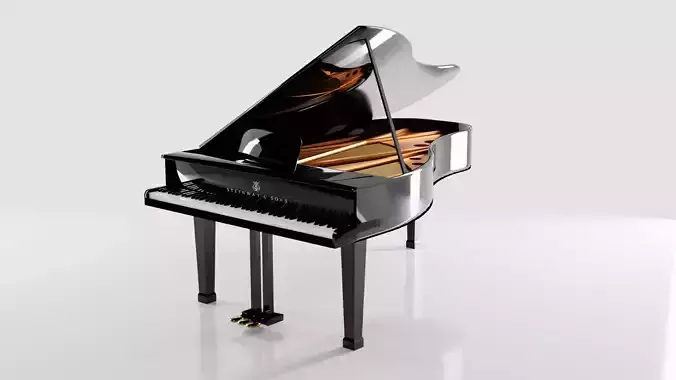 Black Grand Piano Steinway and Sons 3D model