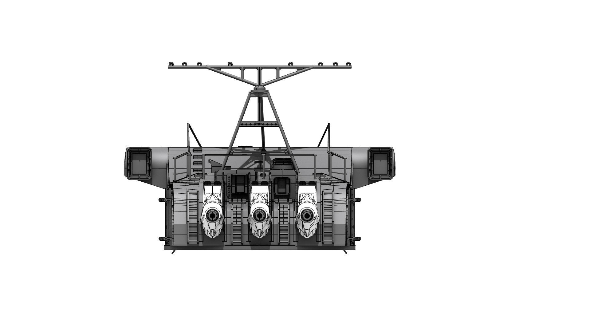   NENDO SHIKI gun for yamato and musashi front scale 1-200 3D print model_3