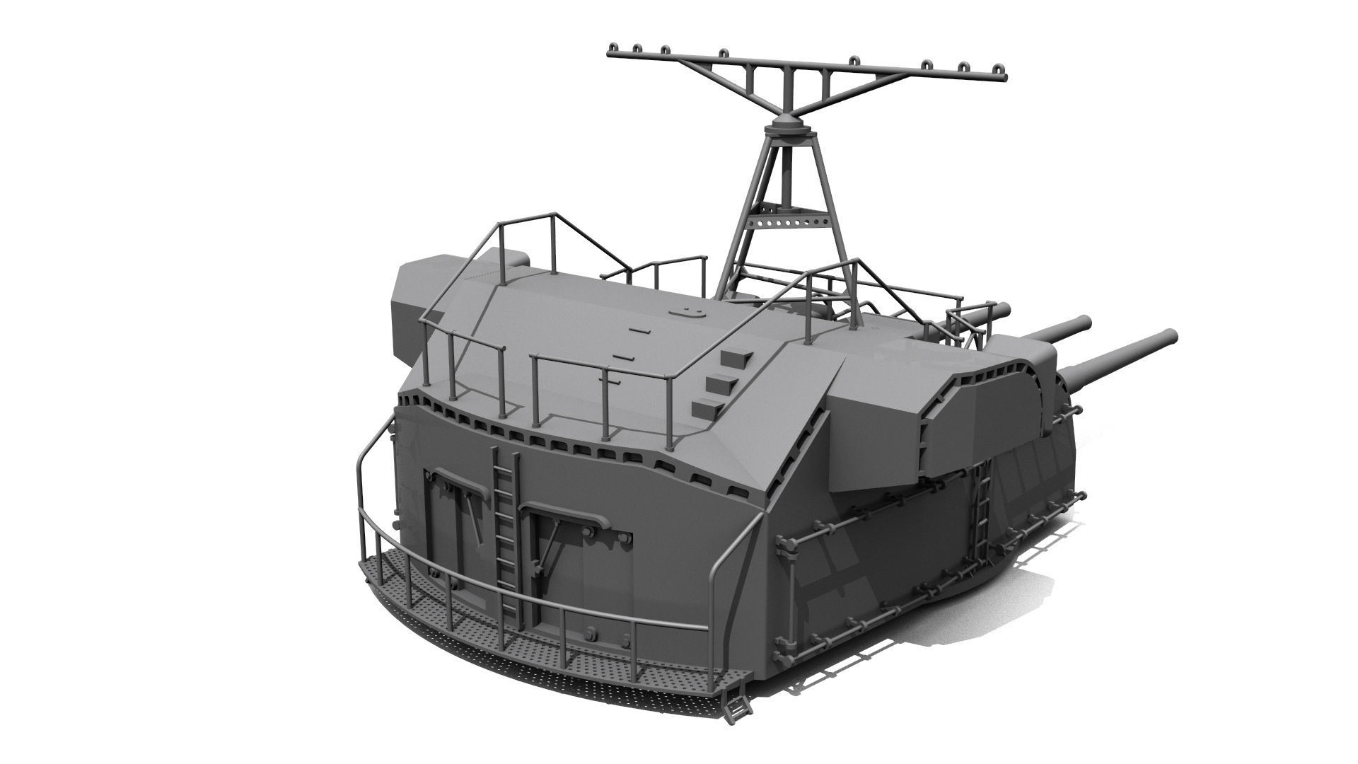   NENDO SHIKI gun for yamato and musashi front scale 1-200 3D print model_2