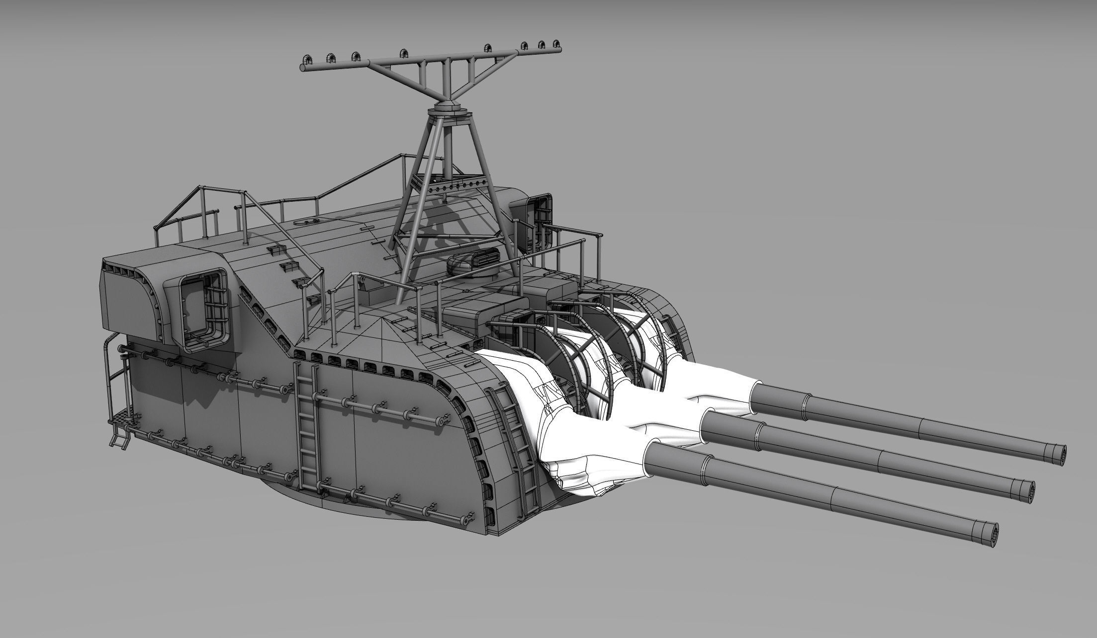   NENDO SHIKI gun for yamato and musashi front scale 1-200 3D print model_0