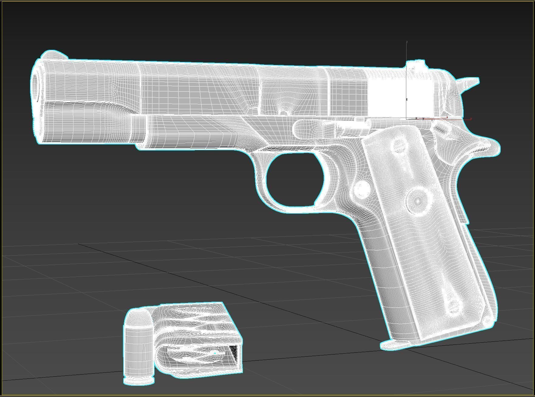 Colt 1911 with textures - High poly 3D model_7