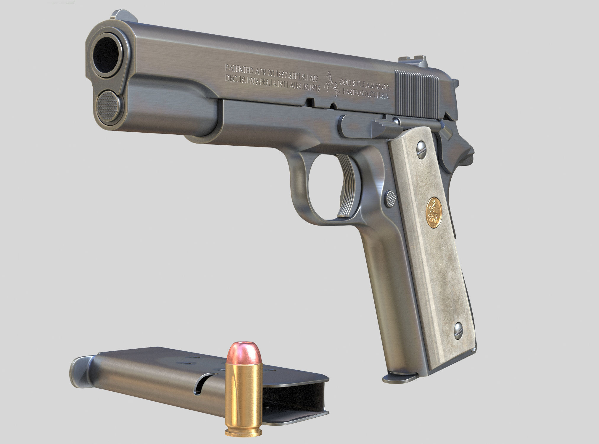 Colt 1911 with textures - High poly 3D model_4