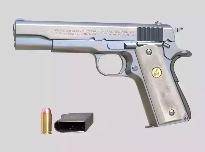 Colt 1911 with textures - High poly