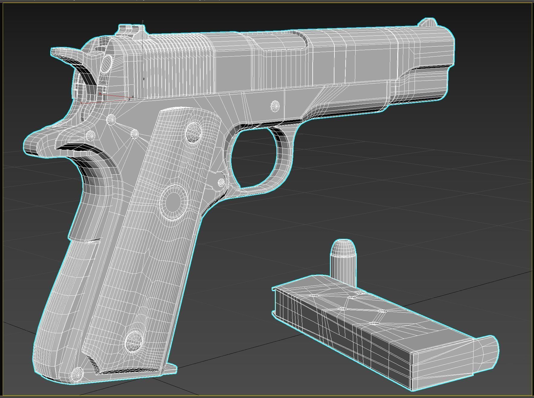 Colt 1911 with textures - High poly 3D model_10