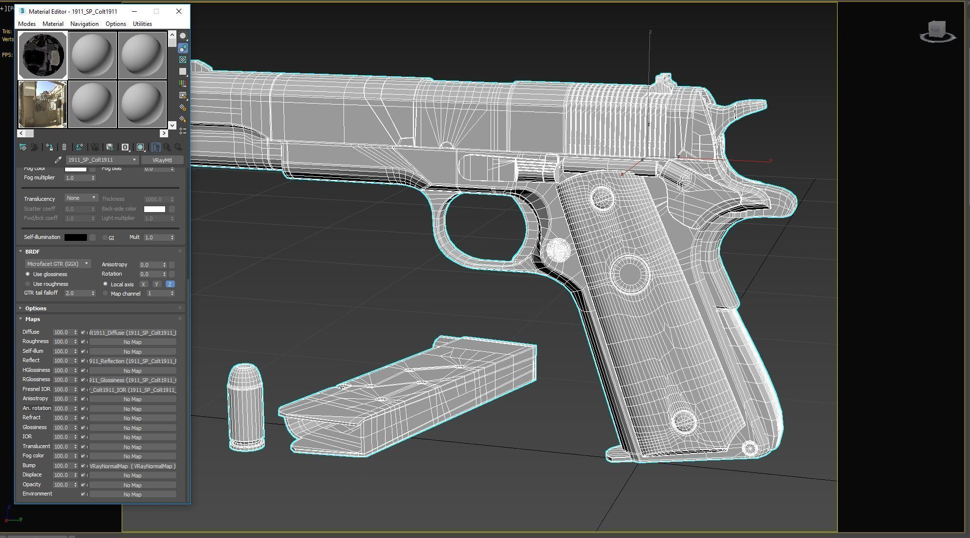 Colt 1911 with textures - High poly 3D model_11