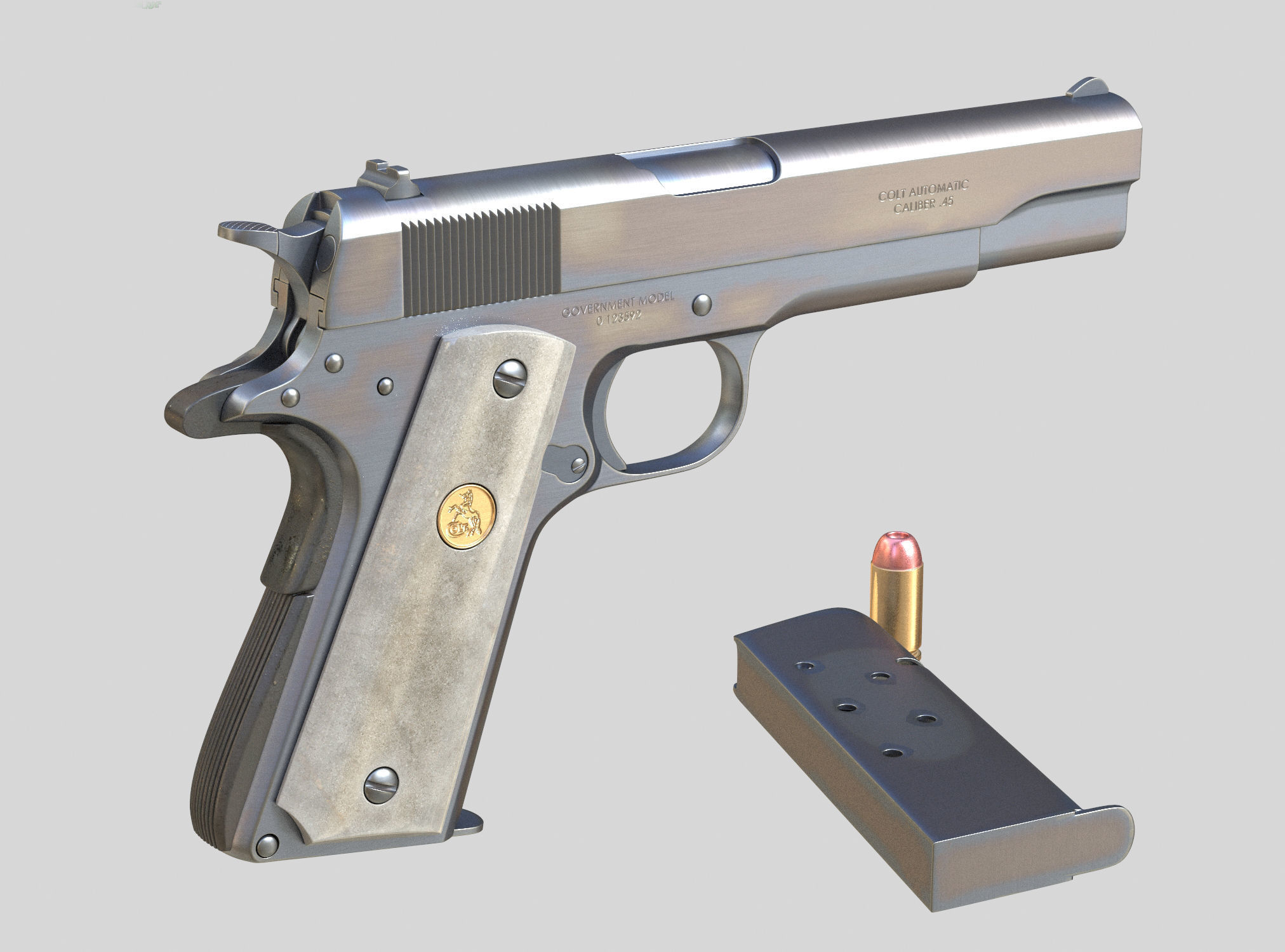 Colt 1911 with textures - High poly 3D model_2