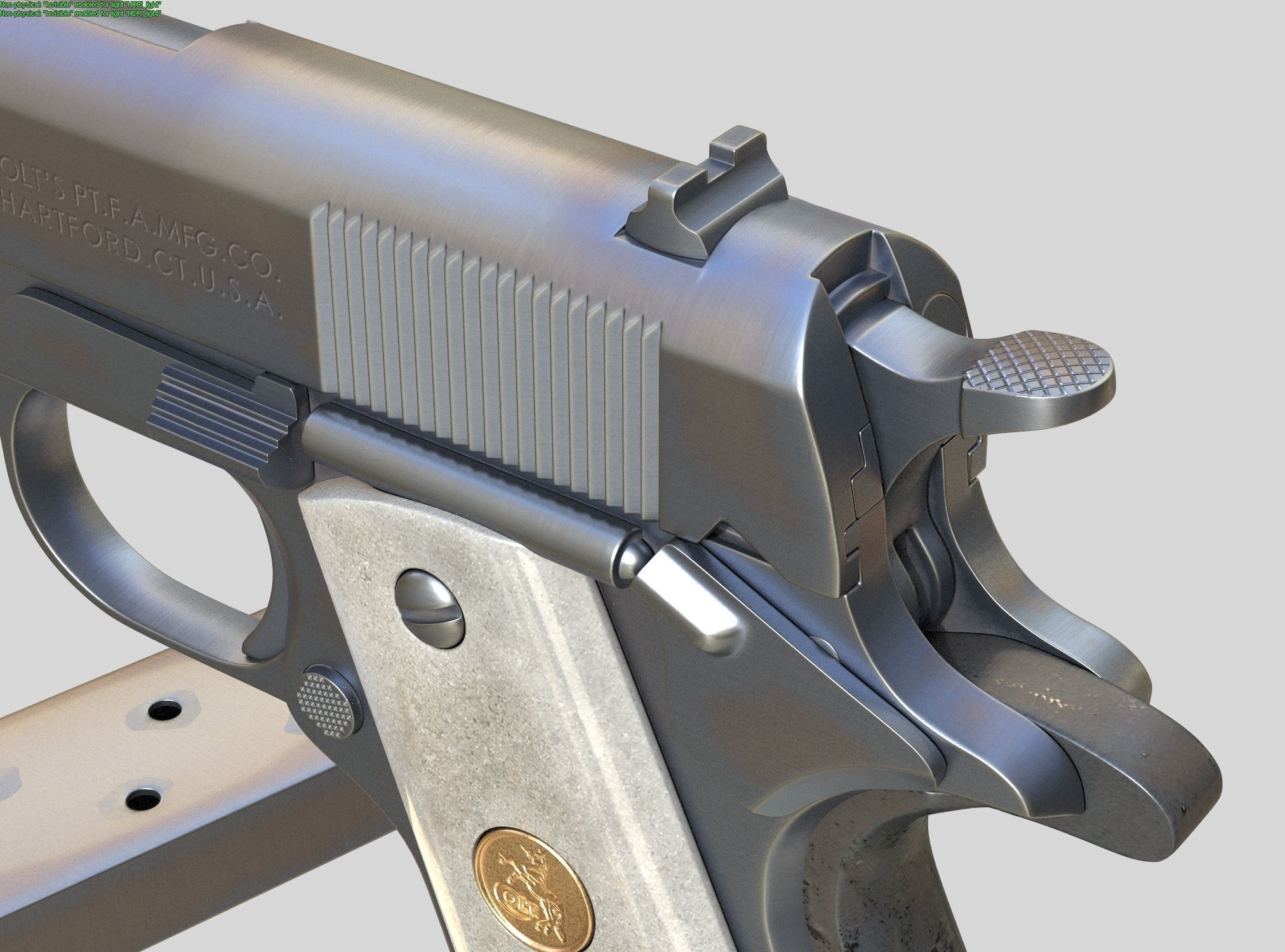 Colt 1911 with textures - High poly 3D model_3