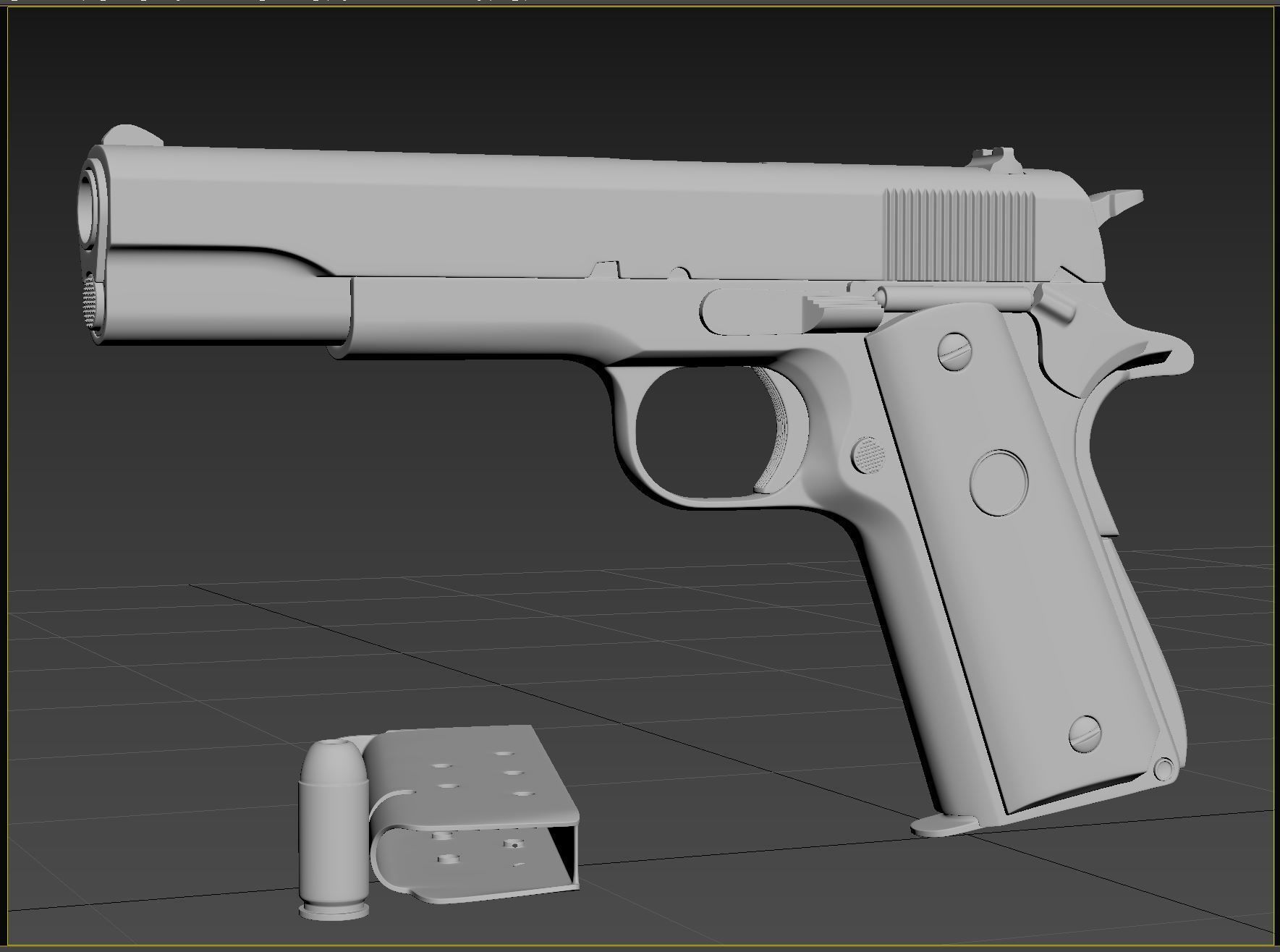 Colt 1911 with textures - High poly 3D model_6