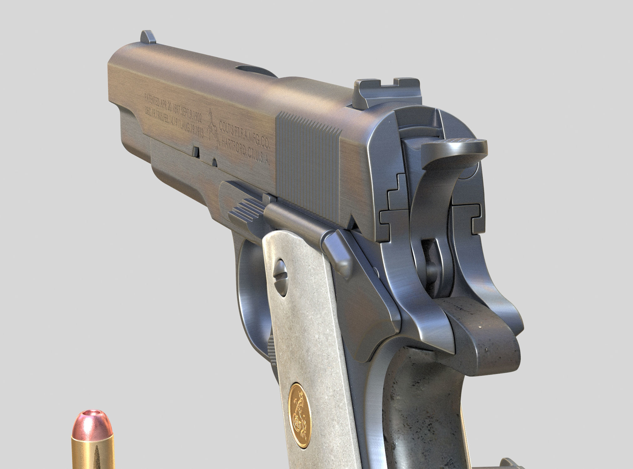 Colt 1911 with textures - High poly 3D model_5