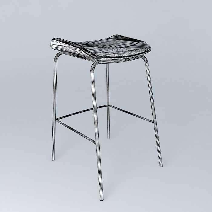 Simple stool  Free 3D model_4