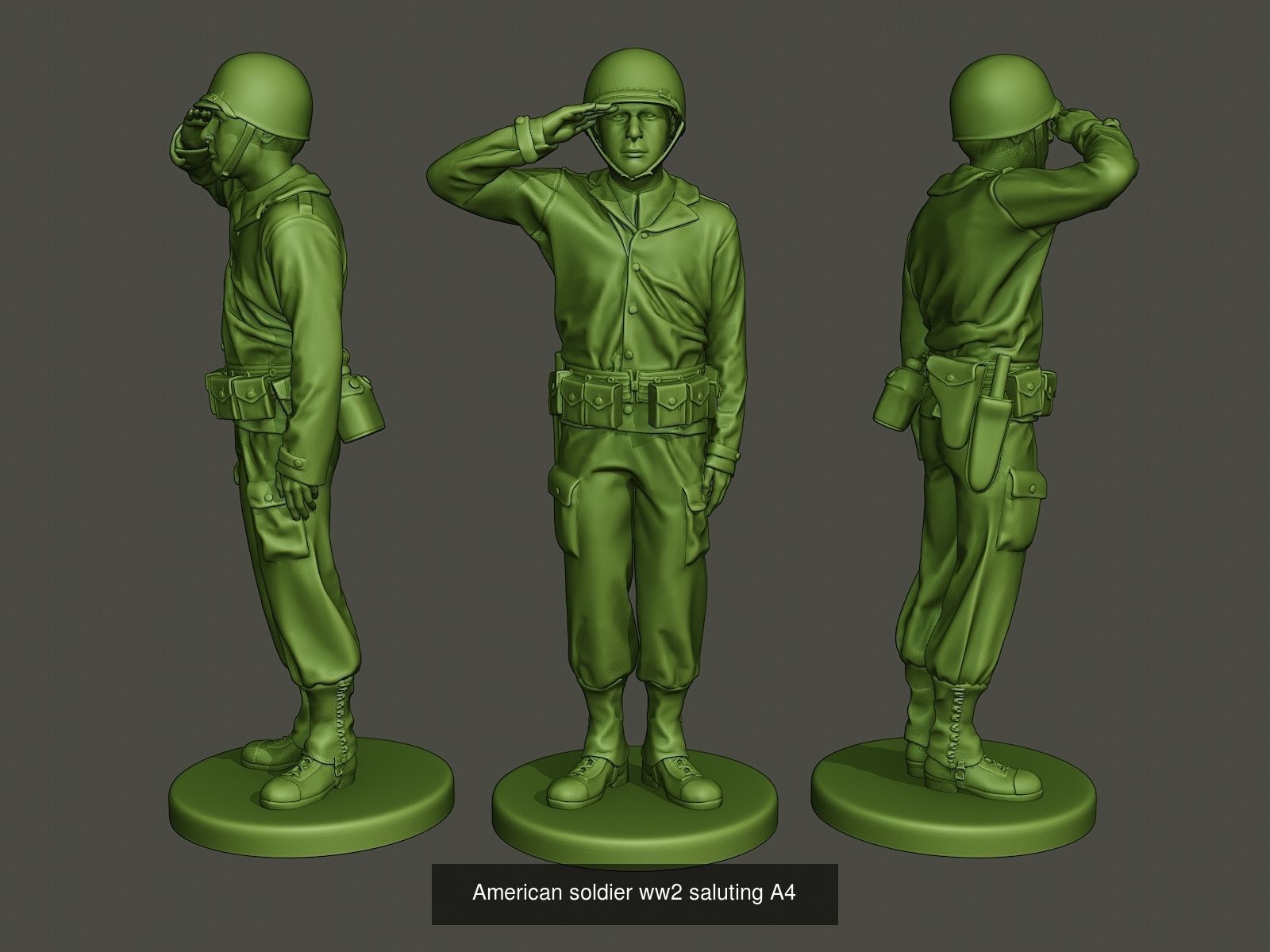 American soldier ww2 A4 Pack 3D Model Collection_5