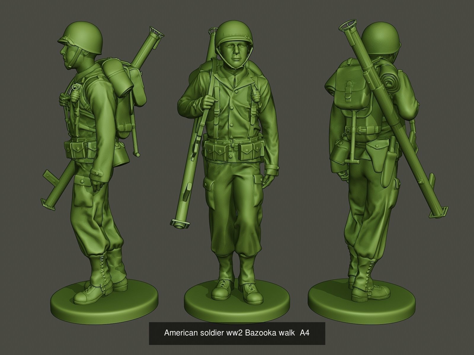 American soldier ww2 A4 Pack 3D Model Collection_3