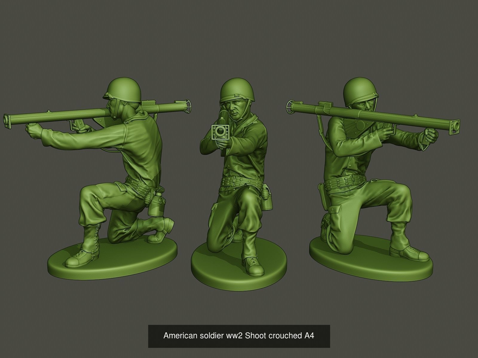 American soldier ww2 A4 Pack 3D Model Collection_1