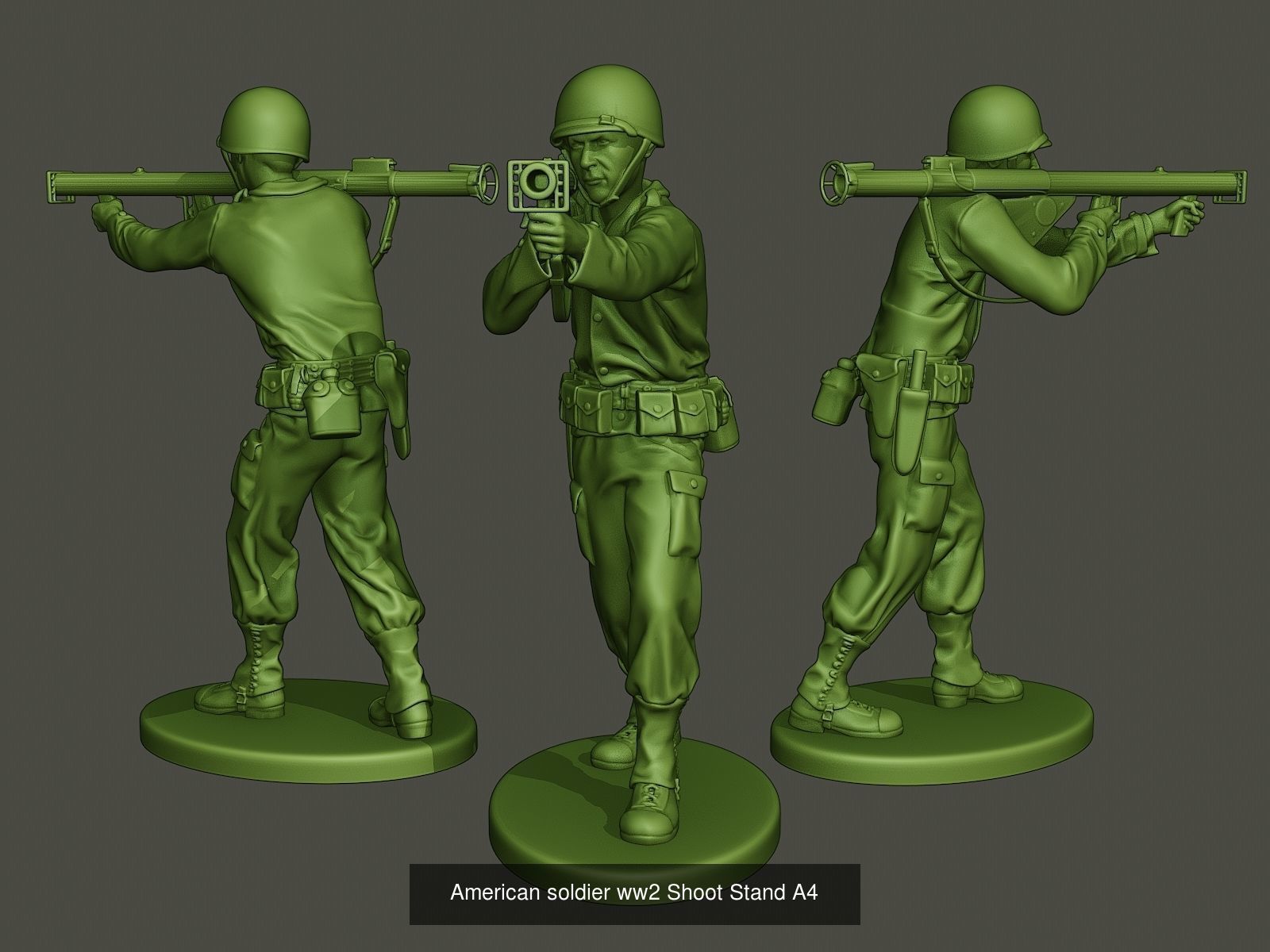 American soldier ww2 A4 Pack 3D Model Collection_2