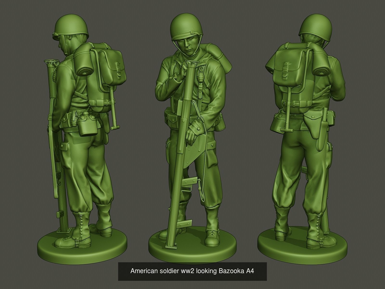 American soldier ww2 A4 Pack 3D Model Collection_4