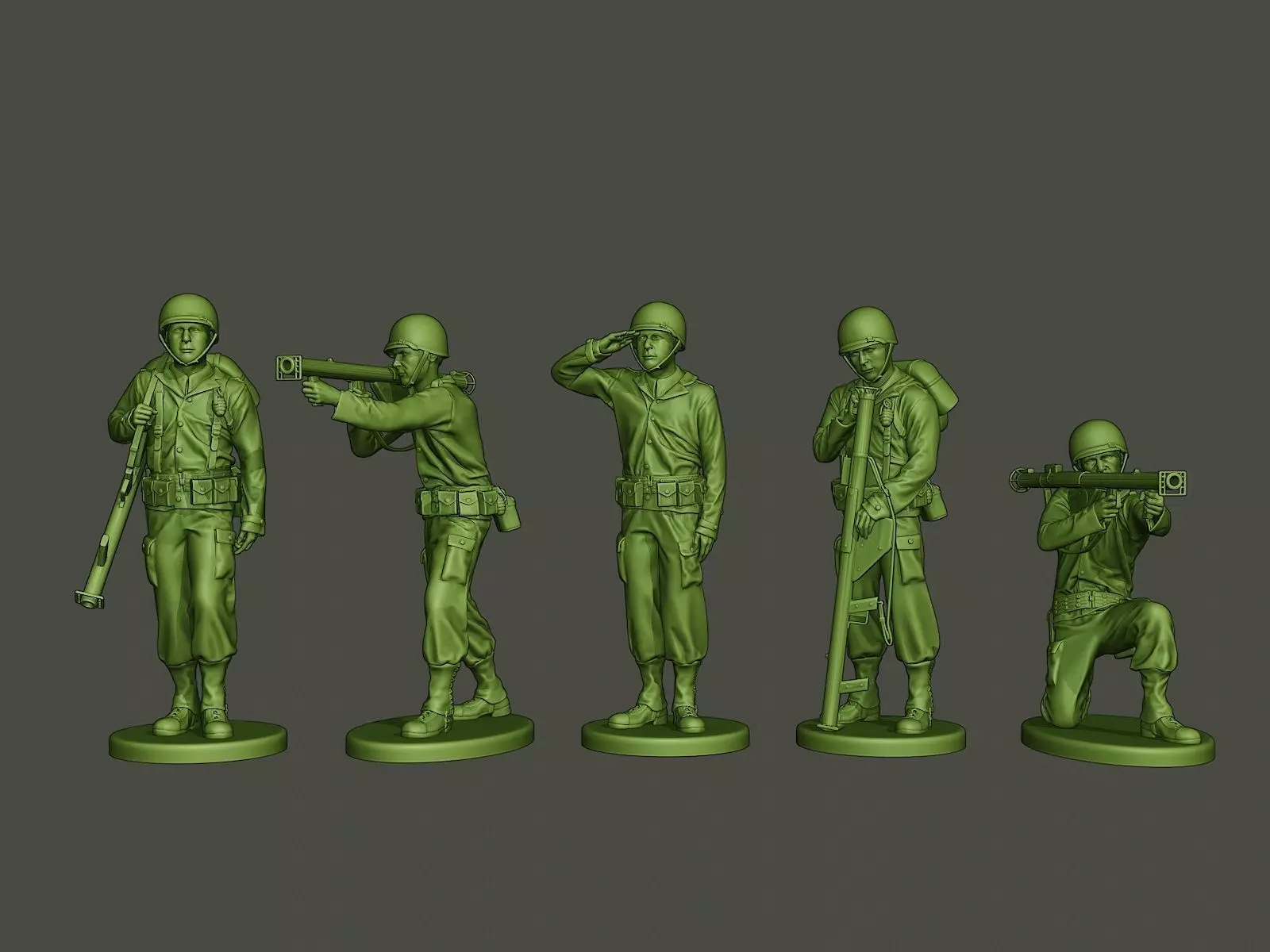 American soldier ww2 A4 Pack 3D Model Collection_0