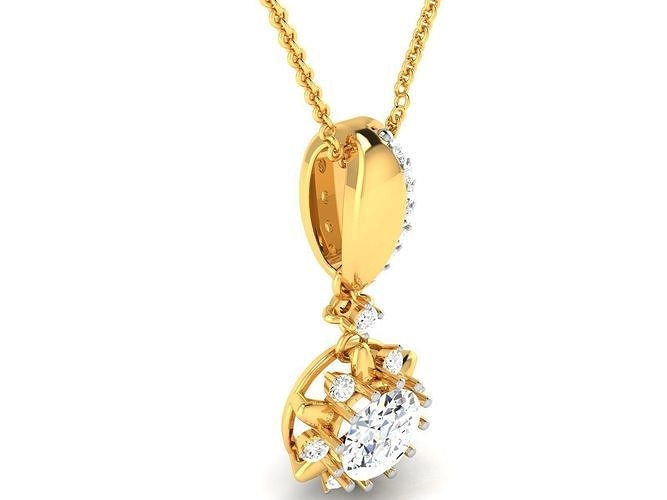 Women solitaire pendant 3dm render detail  3D print model