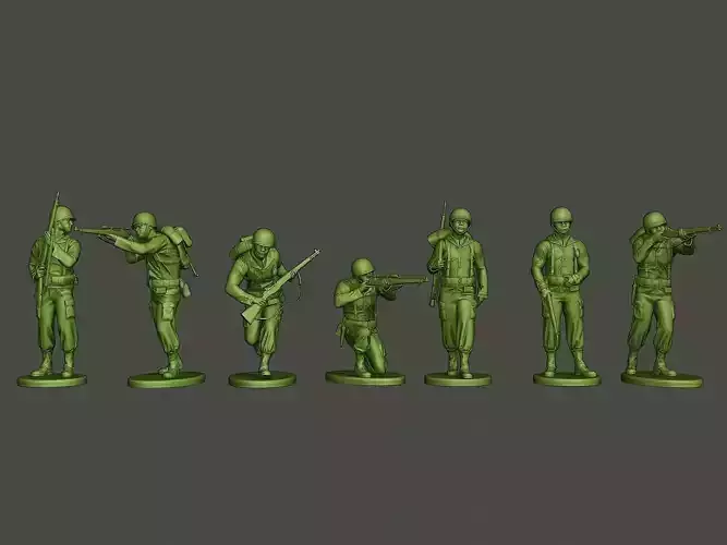 American soldier ww2 A5 Pack 3D Model Collection