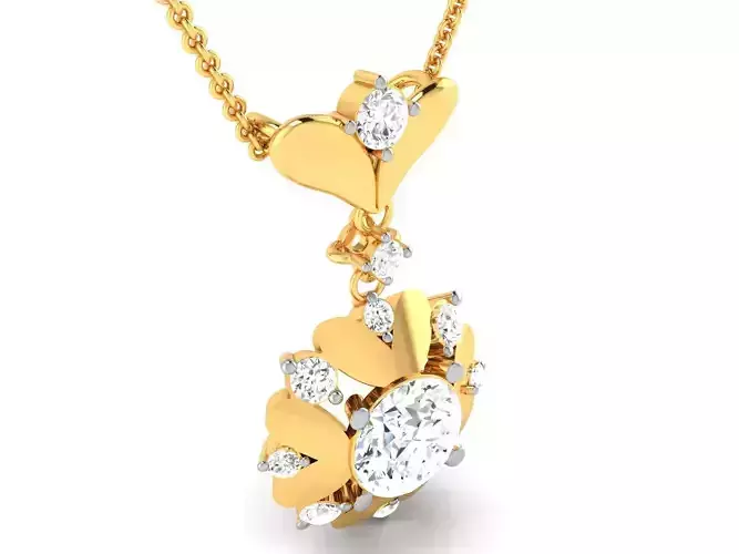 Women solitaire pendant 3dm render detail 