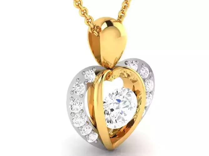 Women solitaire pendant 3dm render detail 