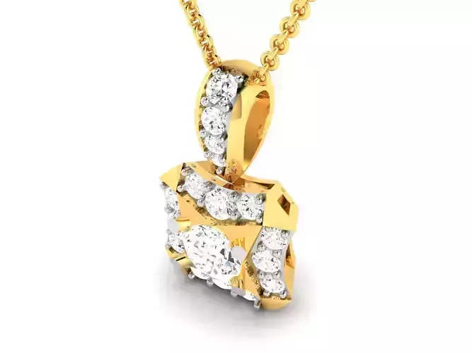Women solitaire pendant 3dm render detail 