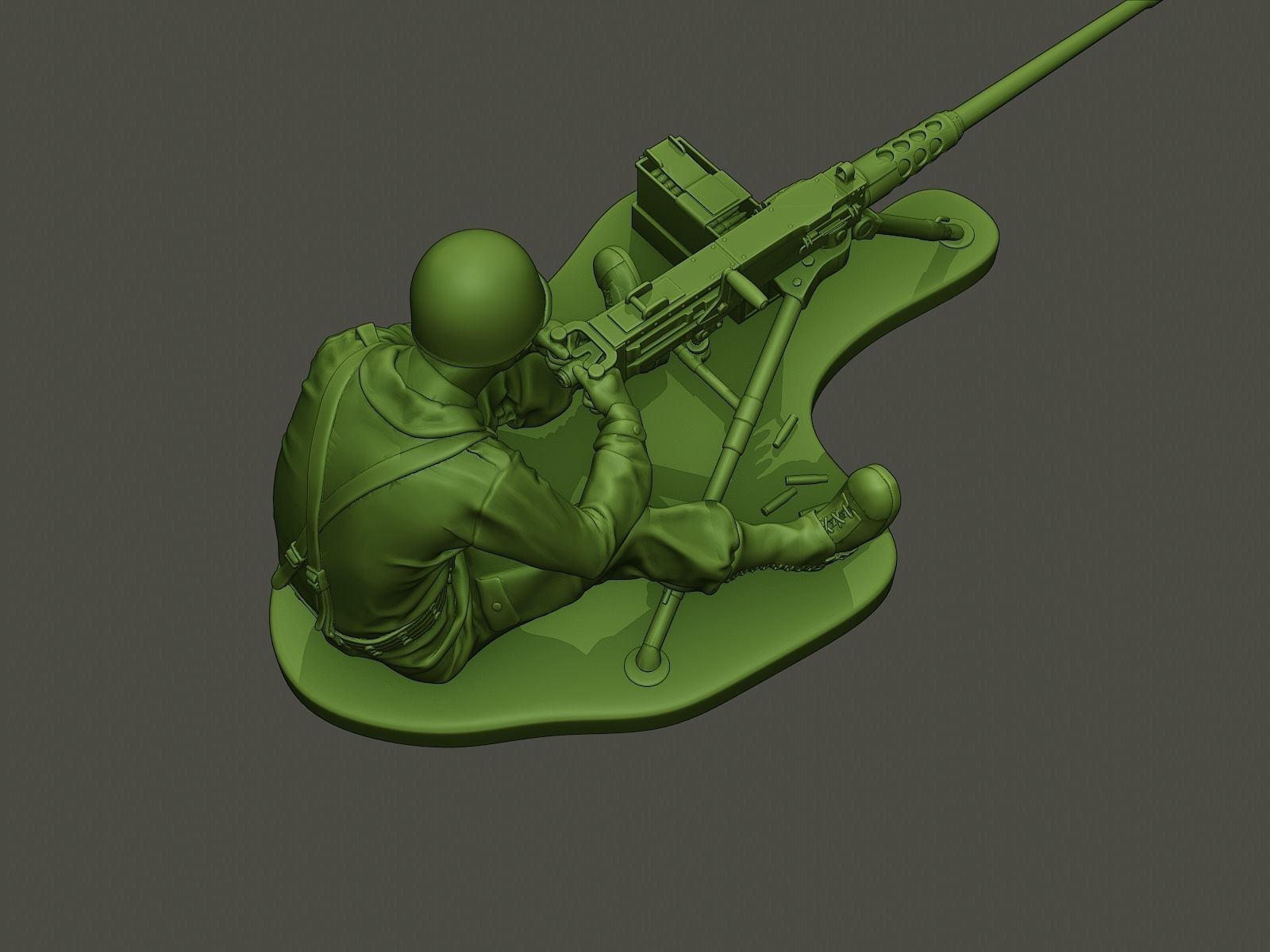 American soldier ww2 firing A7 3D print model_20