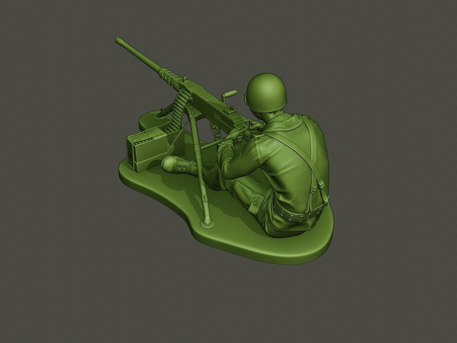 American soldier ww2 firing A7 3D print model_3