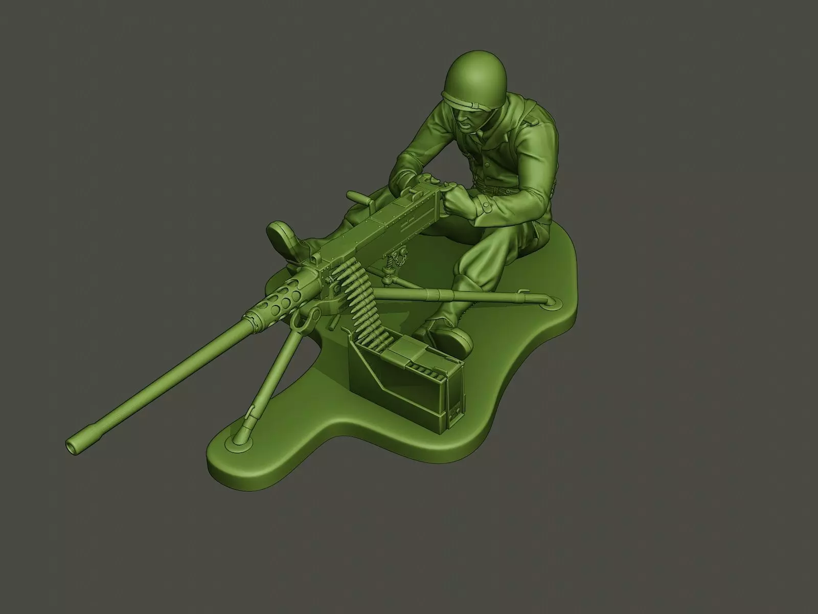 American soldier ww2 firing A7 3D print model_0