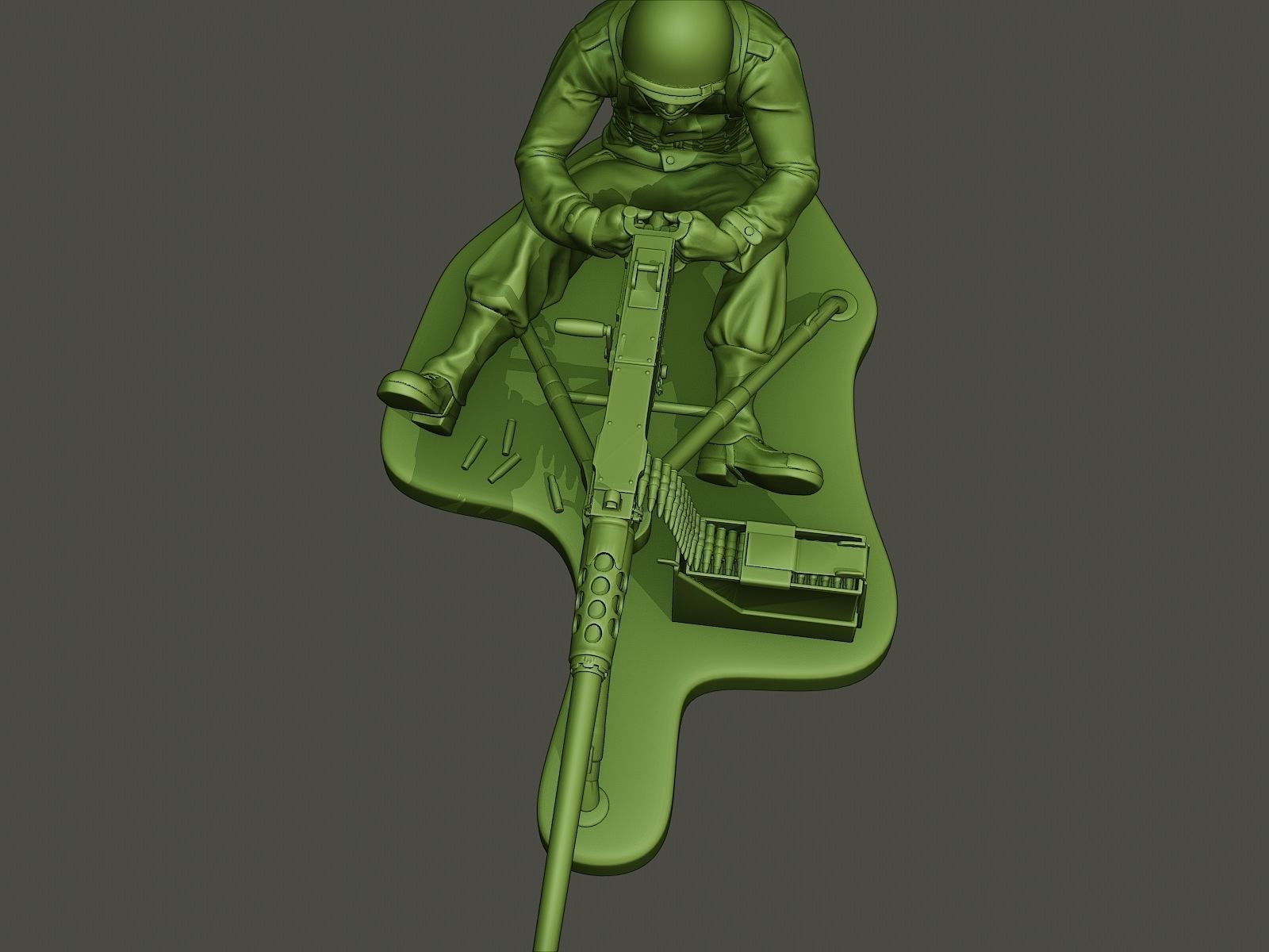 American soldier ww2 firing A7 3D print model_12