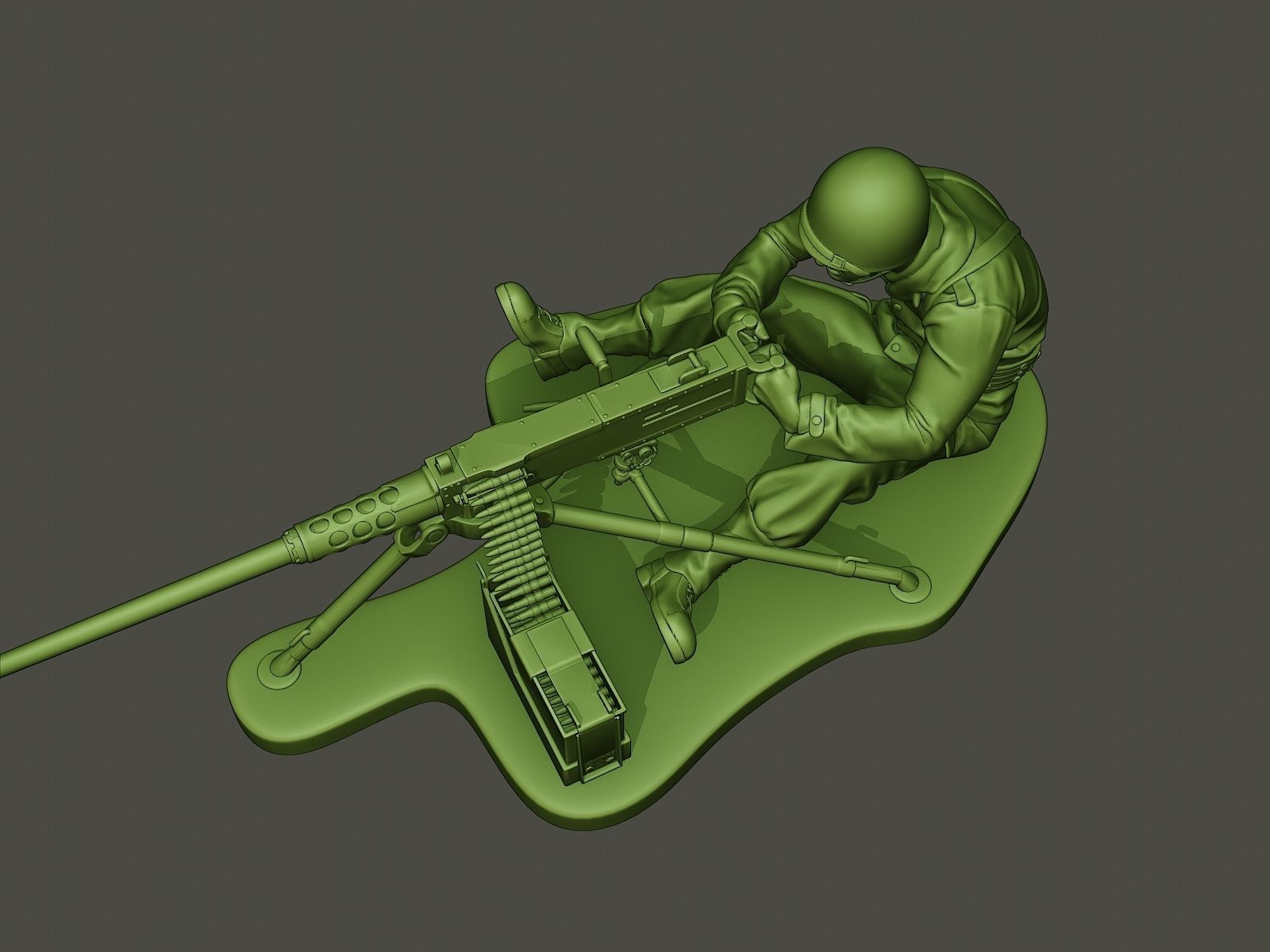 American soldier ww2 firing A7 3D print model_13