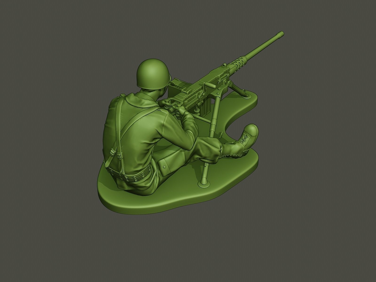 American soldier ww2 firing A7 3D print model_5