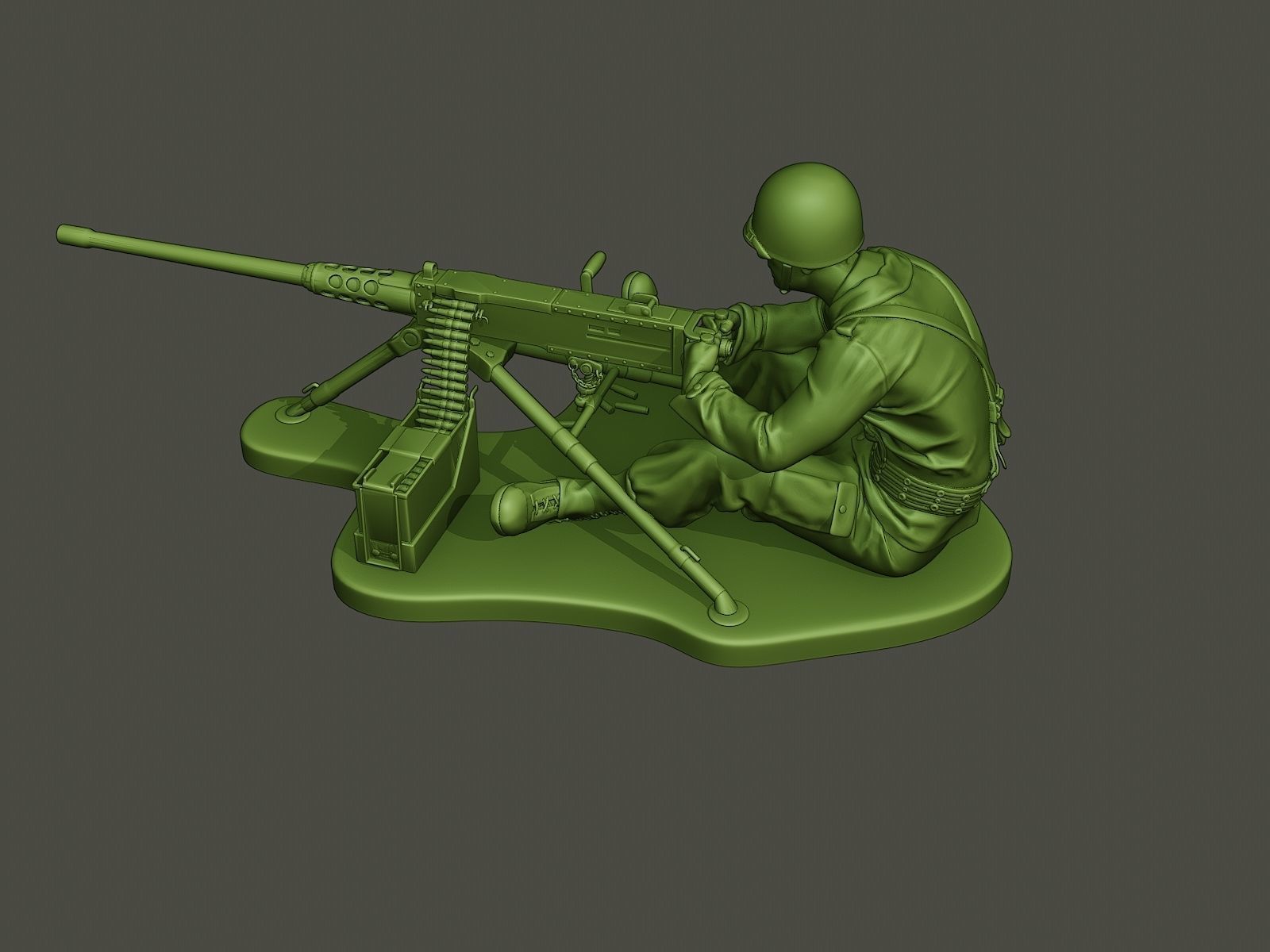 American soldier ww2 firing A7 3D print model_2