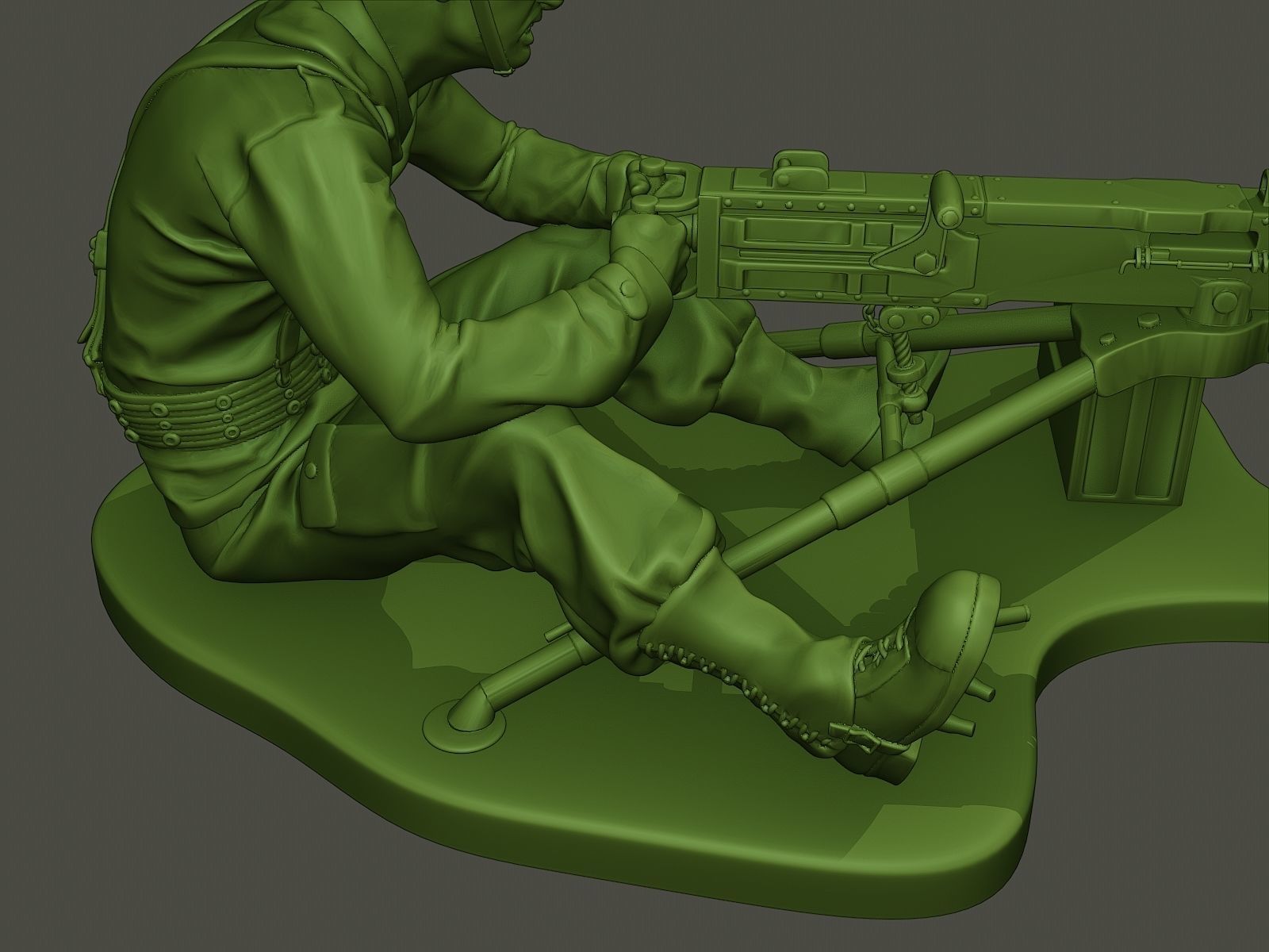 American soldier ww2 firing A7 3D print model_18