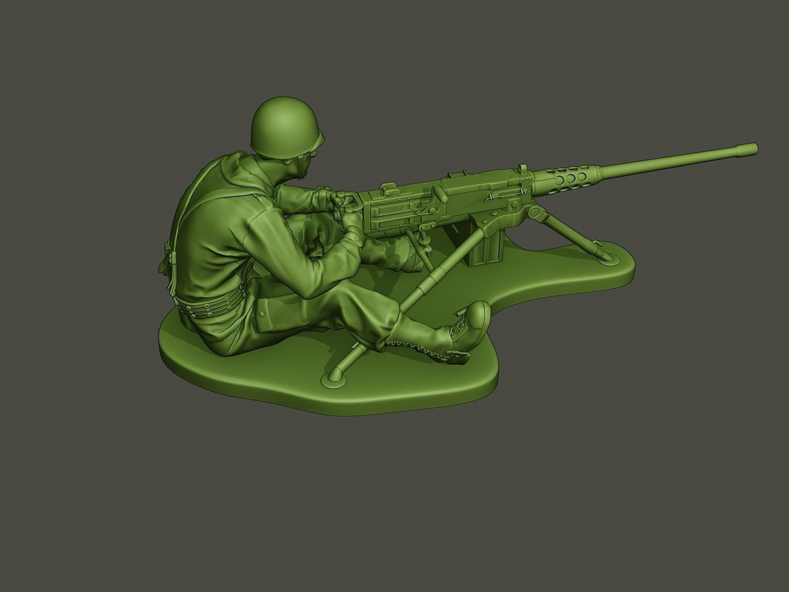 American soldier ww2 firing A7 3D print model_6